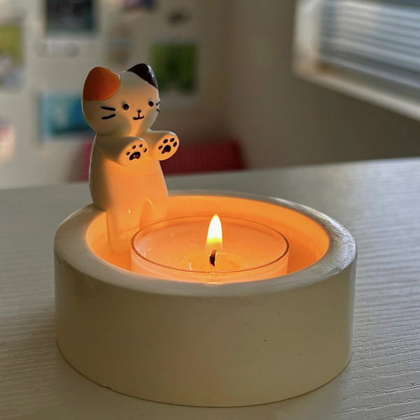 Cat Candlestick Holder Cute Kitten Candle Holder Creative Aromatherapy Candle Holder Home Desktop Decorative Ornaments